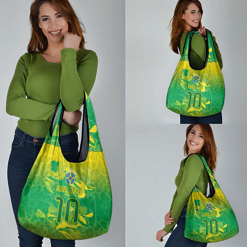 Custom Brazil National Football Grocery Bag South American Wild Nature Sporty Style - Wonder Print Shop