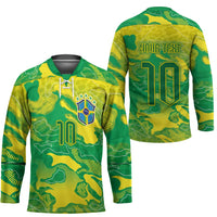 Custom Brazil National Football Hockey Jersey South American Wild Nature Sporty Style - Wonder Print Shop