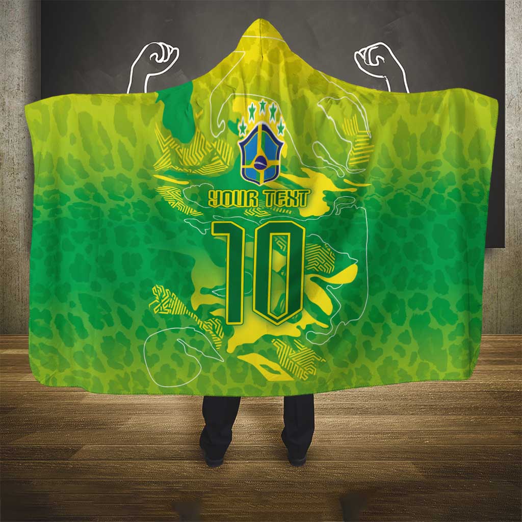 Custom Brazil National Football Hooded Blanket South American Wild Nature Sporty Style - Wonder Print Shop