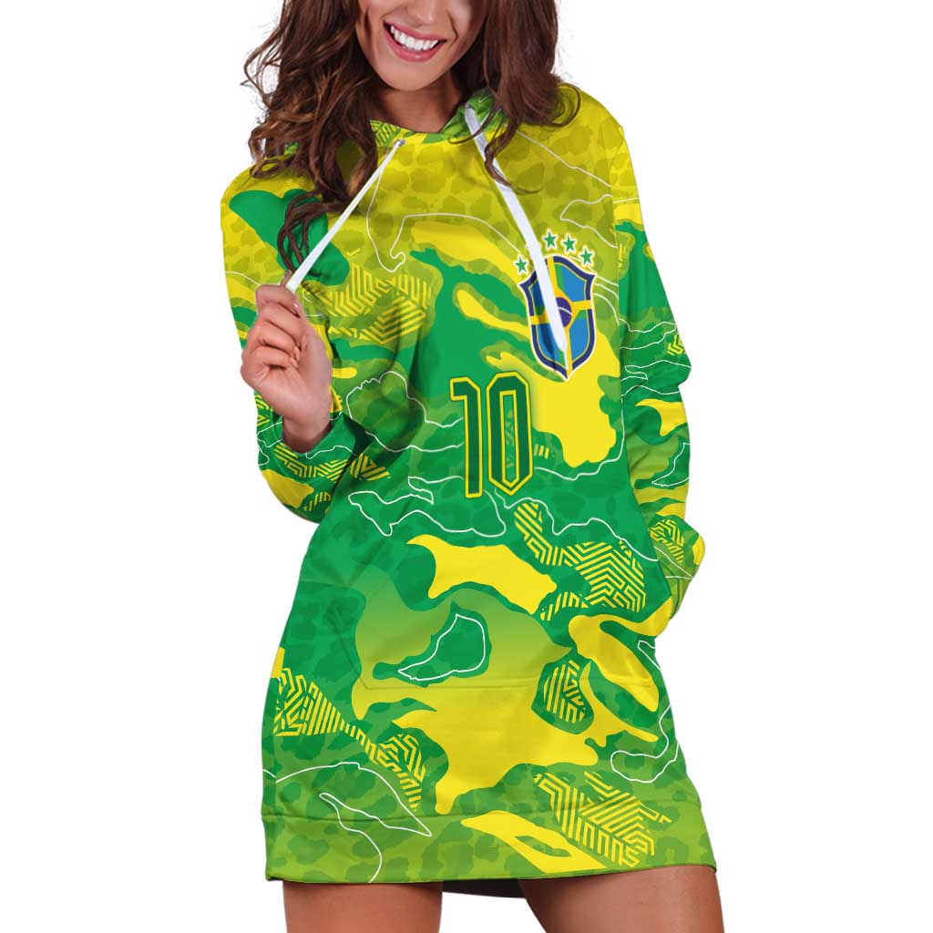 Custom Brazil National Football Hoodie Dress South American Wild Nature Sporty Style - Wonder Print Shop