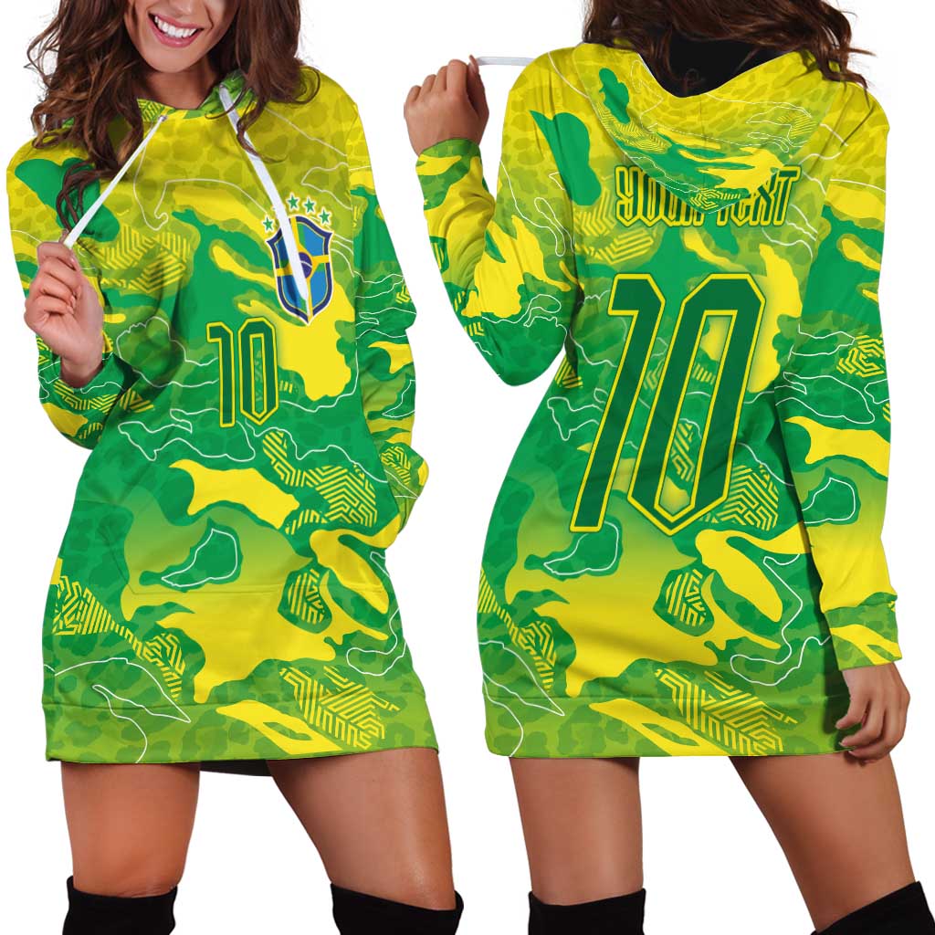 Custom Brazil National Football Hoodie Dress South American Wild Nature Sporty Style - Wonder Print Shop