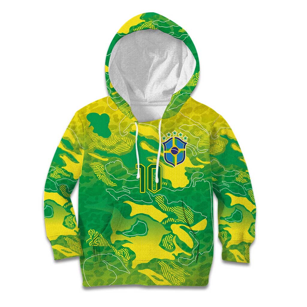 Custom Brazil National Football Kid Hoodie South American Wild Nature Sporty Style - Wonder Print Shop
