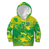 Custom Brazil National Football Kid Hoodie South American Wild Nature Sporty Style - Wonder Print Shop