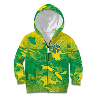 Custom Brazil National Football Kid Hoodie South American Wild Nature Sporty Style - Wonder Print Shop