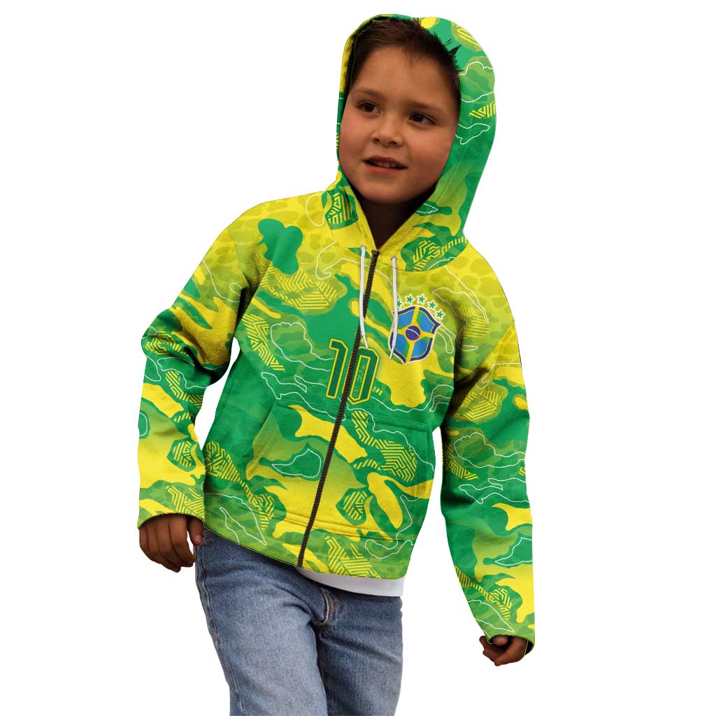 Custom Brazil National Football Kid Hoodie South American Wild Nature Sporty Style - Wonder Print Shop