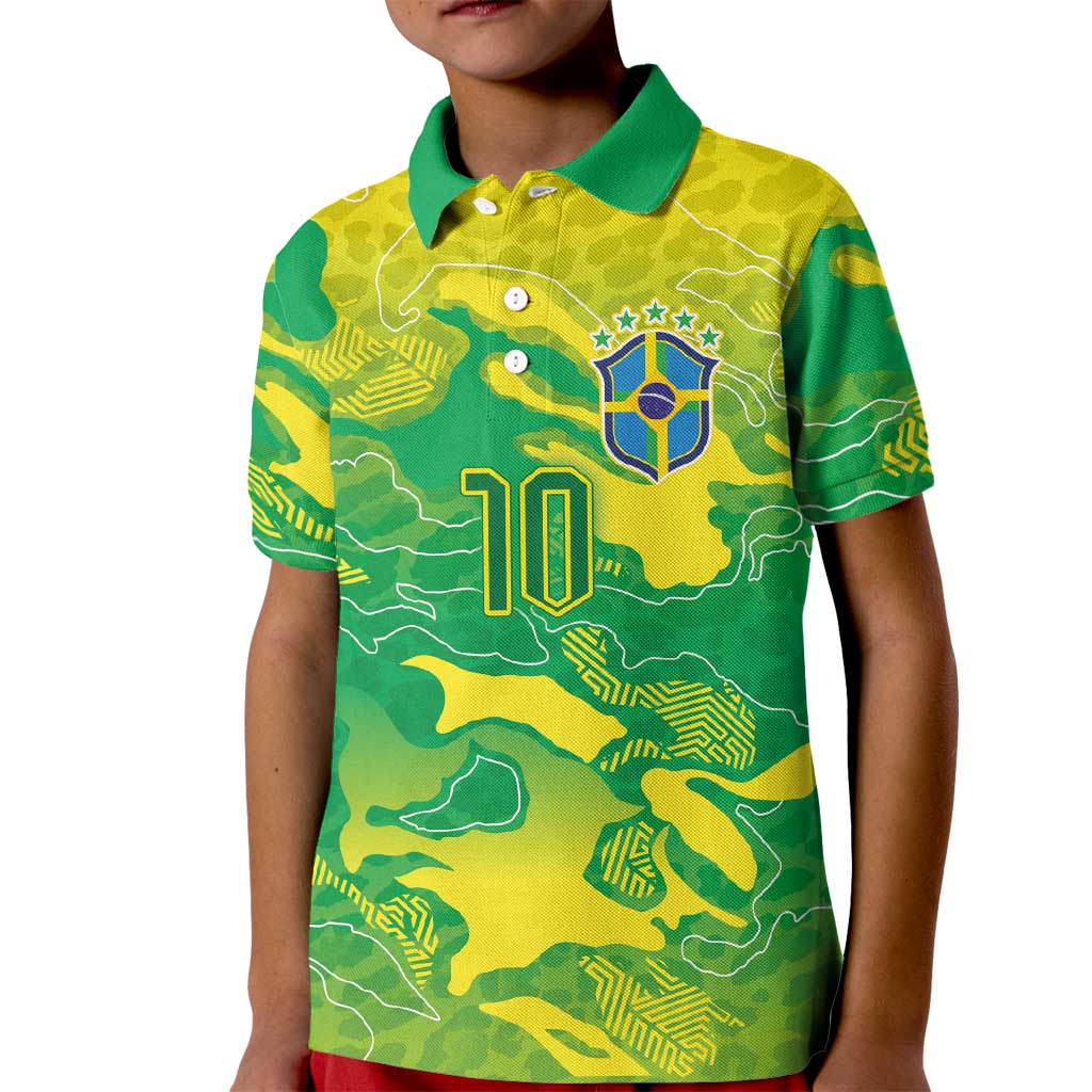 Custom Brazil National Football Kid Polo Shirt South American Wild Nature Sporty Style - Wonder Print Shop