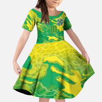 Custom Brazil National Football Kid Short Sleeve Dress South American Wild Nature Sporty Style - Wonder Print Shop