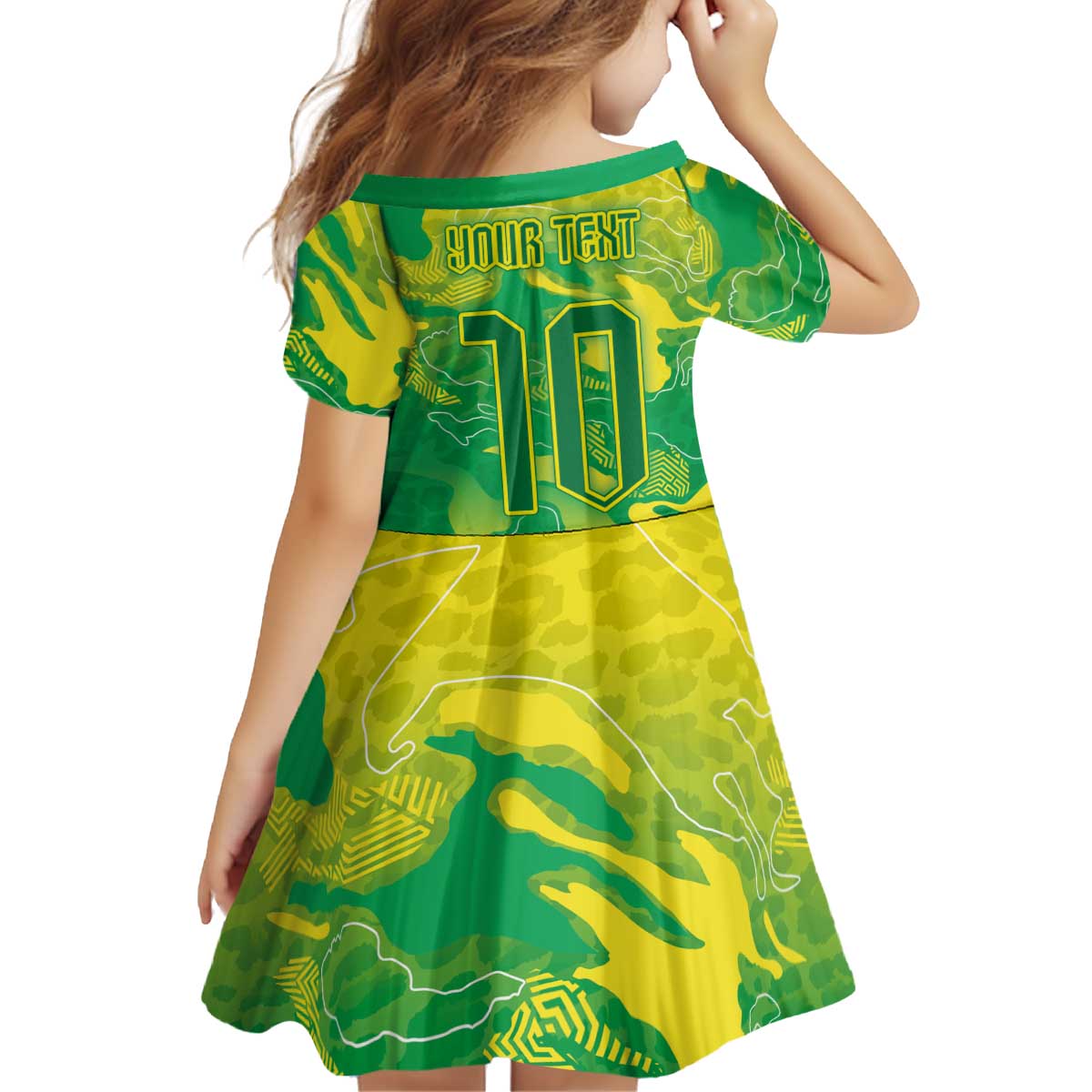 Custom Brazil National Football Kid Short Sleeve Dress South American Wild Nature Sporty Style - Wonder Print Shop