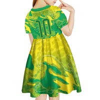Custom Brazil National Football Kid Short Sleeve Dress South American Wild Nature Sporty Style - Wonder Print Shop
