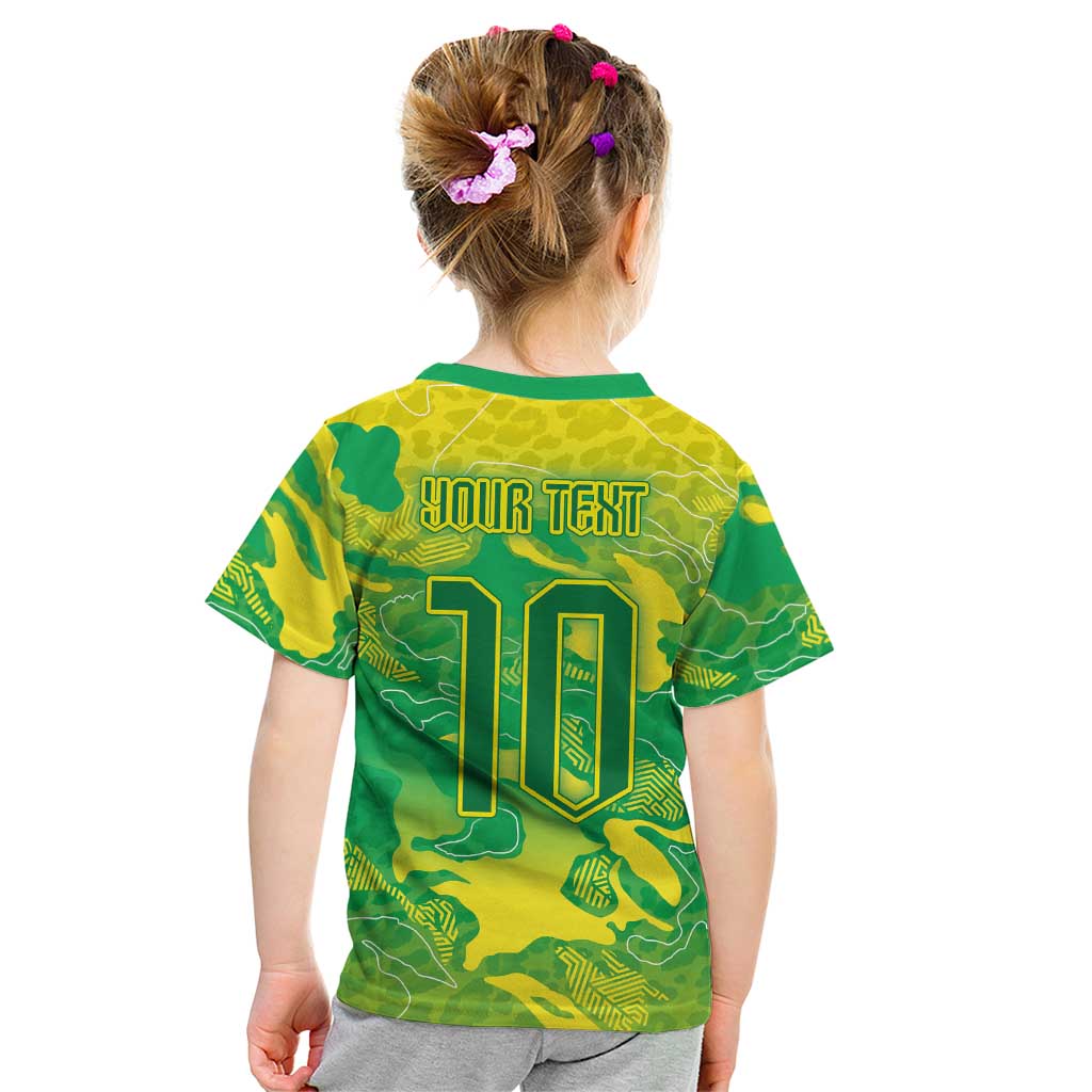 Custom Brazil National Football Kid T Shirt South American Wild Nature Sporty Style - Wonder Print Shop