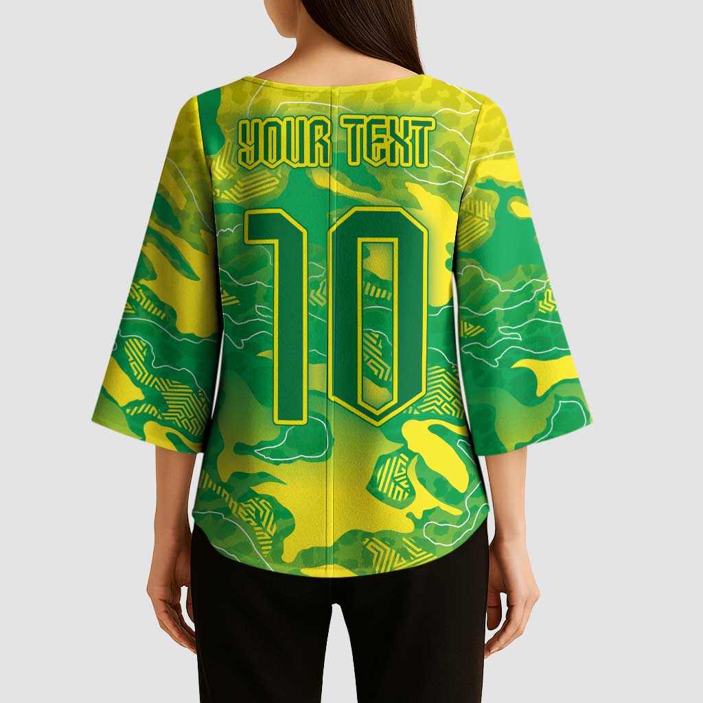 Custom Brazil National Football Kimono Sleeve Blouse South American Wild Nature Sporty Style - Wonder Print Shop