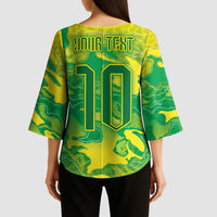 Custom Brazil National Football Kimono Sleeve Blouse South American Wild Nature Sporty Style - Wonder Print Shop
