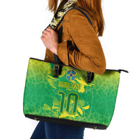 Custom Brazil National Football Leather Tote Bag South American Wild Nature Sporty Style - Wonder Print Shop