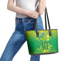 Custom Brazil National Football Leather Tote Bag South American Wild Nature Sporty Style - Wonder Print Shop