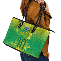 Custom Brazil National Football Leather Tote Bag South American Wild Nature Sporty Style - Wonder Print Shop