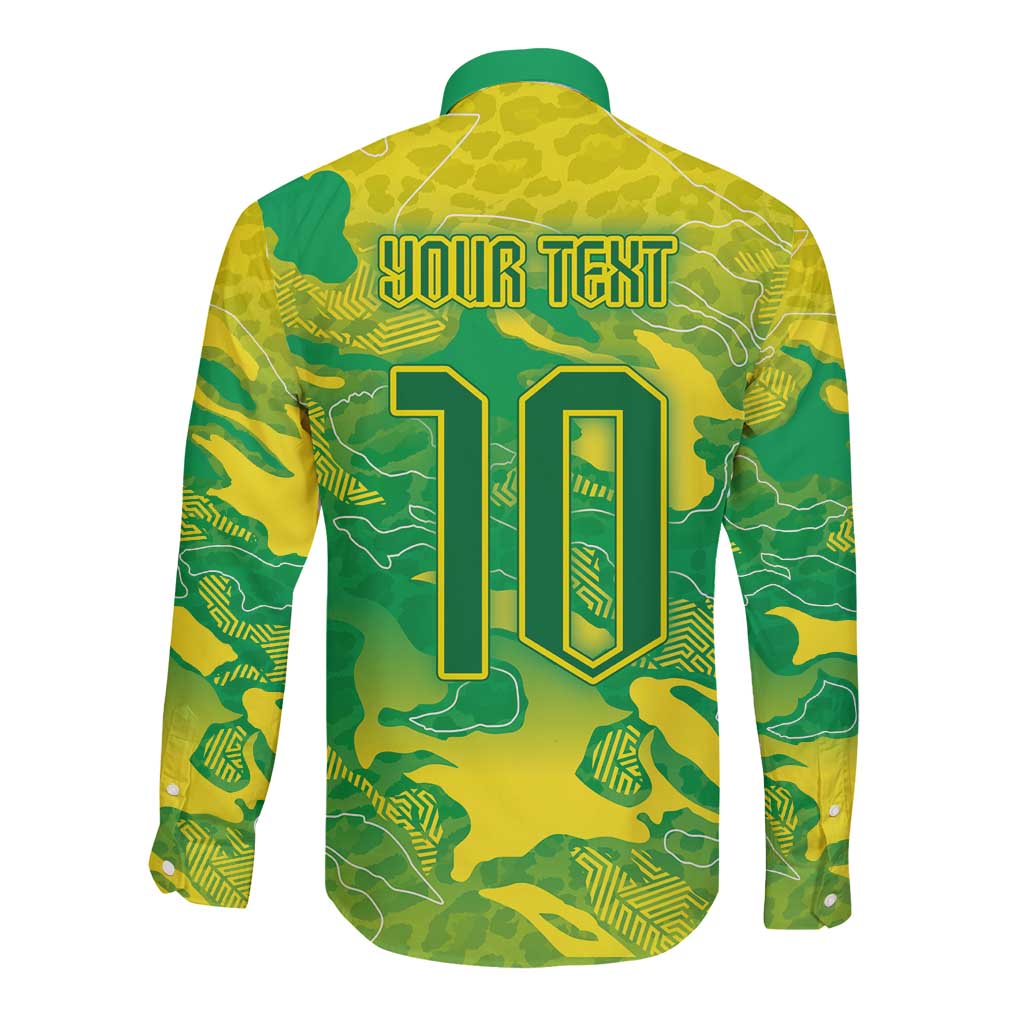 Custom Brazil National Football Long Sleeve Button Shirt South American Wild Nature Sporty Style - Wonder Print Shop