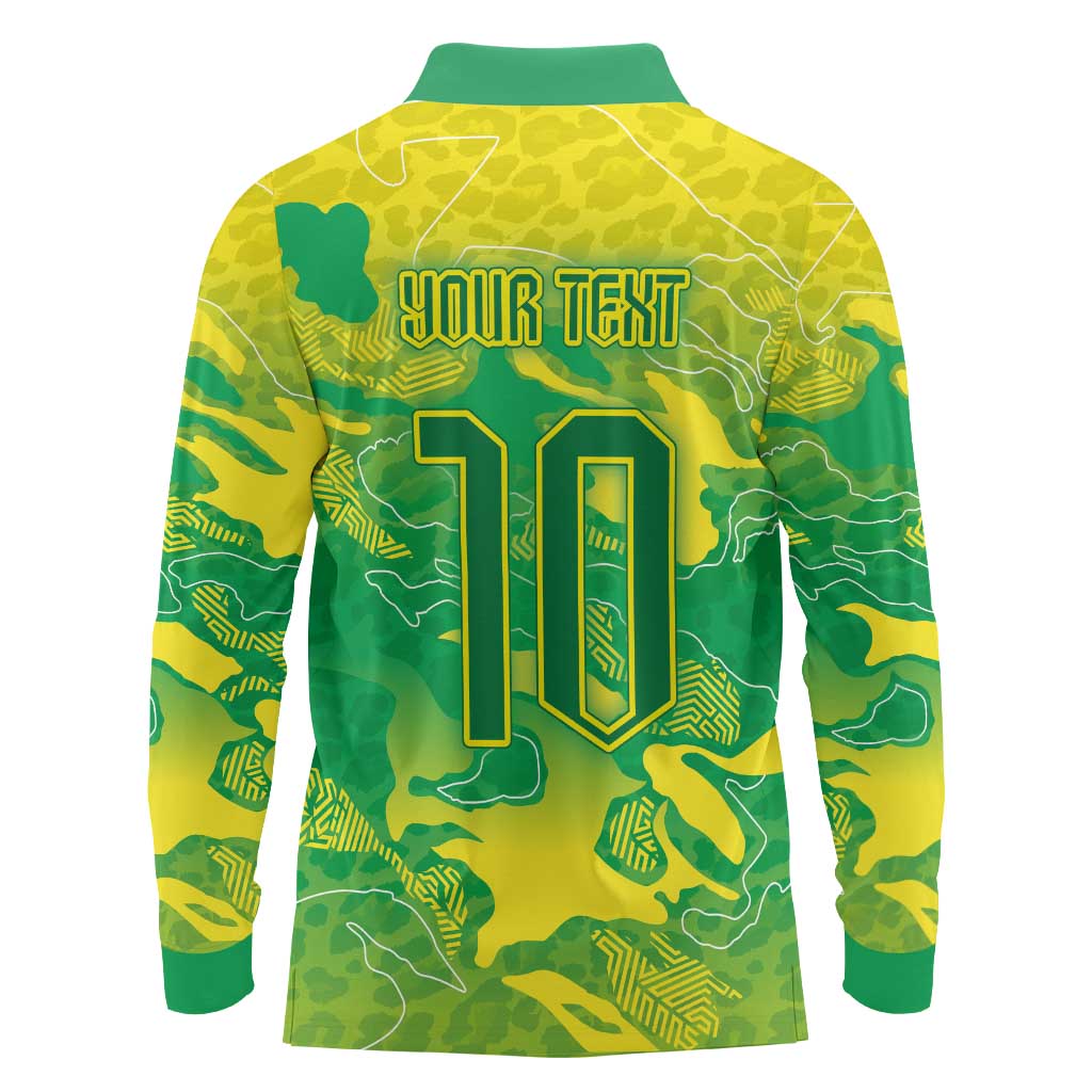 Custom Brazil National Football Long Sleeve Polo Shirt South American Wild Nature Sporty Style - Wonder Print Shop