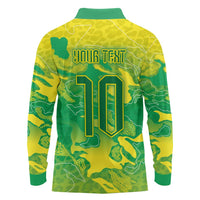 Custom Brazil National Football Long Sleeve Polo Shirt South American Wild Nature Sporty Style - Wonder Print Shop