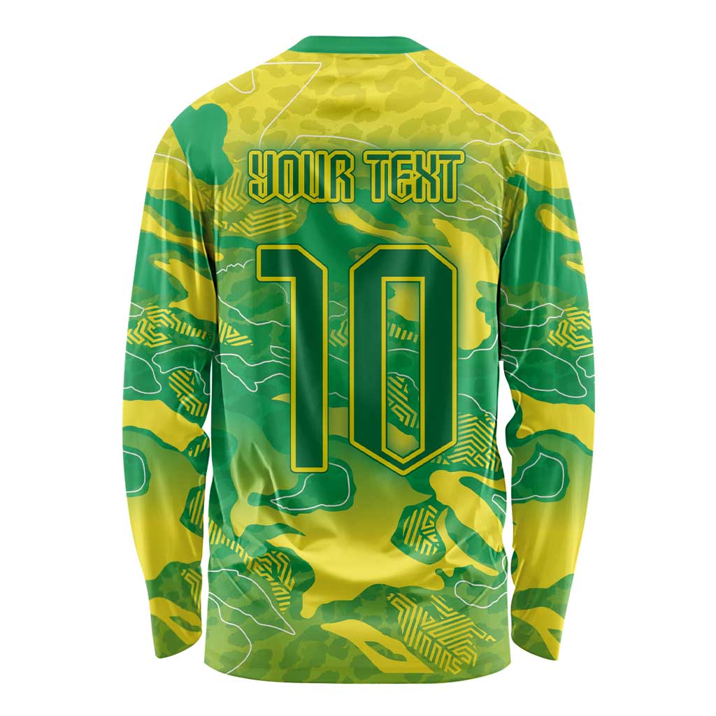 Custom Brazil National Football Long Sleeve Shirt South American Wild Nature Sporty Style - Wonder Print Shop