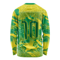 Custom Brazil National Football Long Sleeve Shirt South American Wild Nature Sporty Style - Wonder Print Shop