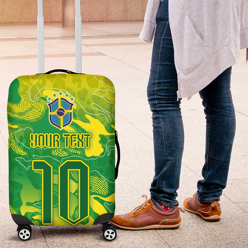 Custom Brazil National Football Luggage Cover South American Wild Nature Sporty Style - Wonder Print Shop