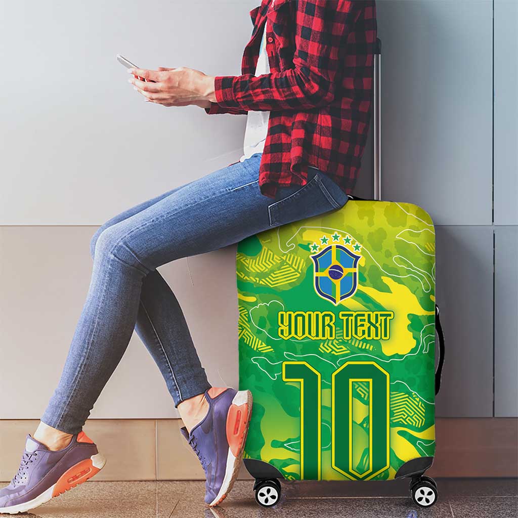 Custom Brazil National Football Luggage Cover South American Wild Nature Sporty Style - Wonder Print Shop
