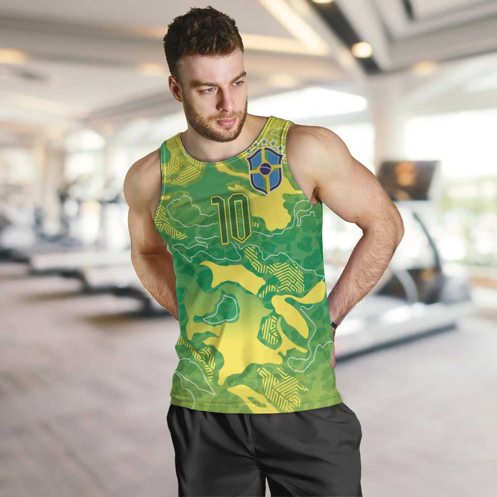 Custom Brazil National Football Men Tank Top South American Wild Nature Sporty Style - Wonder Print Shop