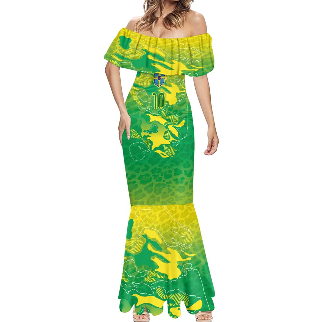 Custom Brazil National Football Mermaid Dress South American Wild Nature Sporty Style - Wonder Print Shop
