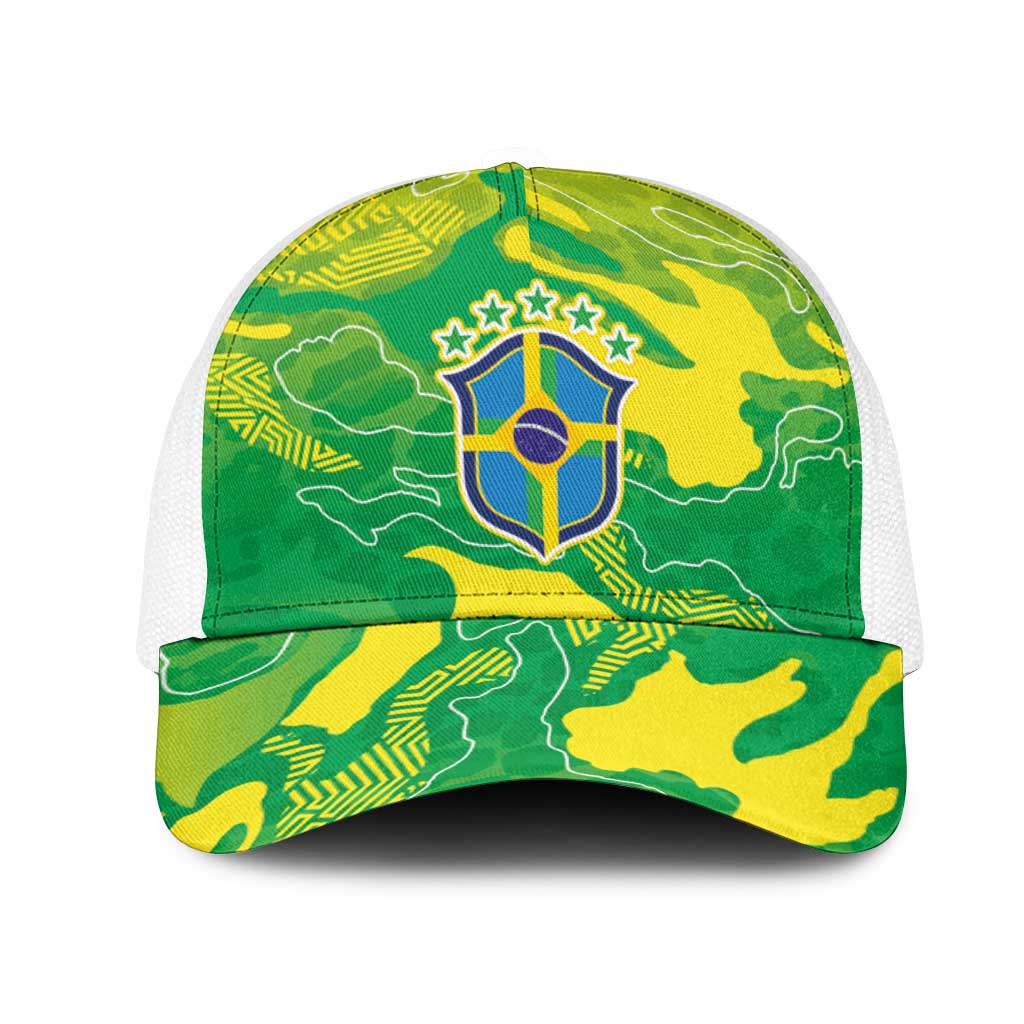Brazil National Football Mesh Trucker Cap South American Wild Nature Sporty Style - Wonder Print Shop