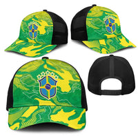 Brazil National Football Mesh Trucker Cap South American Wild Nature Sporty Style - Wonder Print Shop