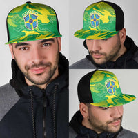 Brazil National Football Mesh Trucker Cap South American Wild Nature Sporty Style - Wonder Print Shop