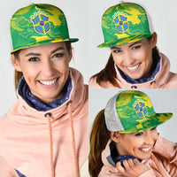 Brazil National Football Mesh Trucker Cap South American Wild Nature Sporty Style - Wonder Print Shop