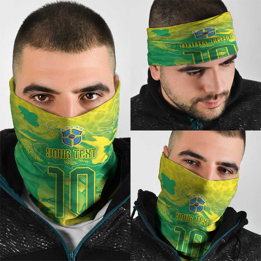 Custom Brazil National Football Neck Gaiter South American Wild Nature Sporty Style - Wonder Print Shop