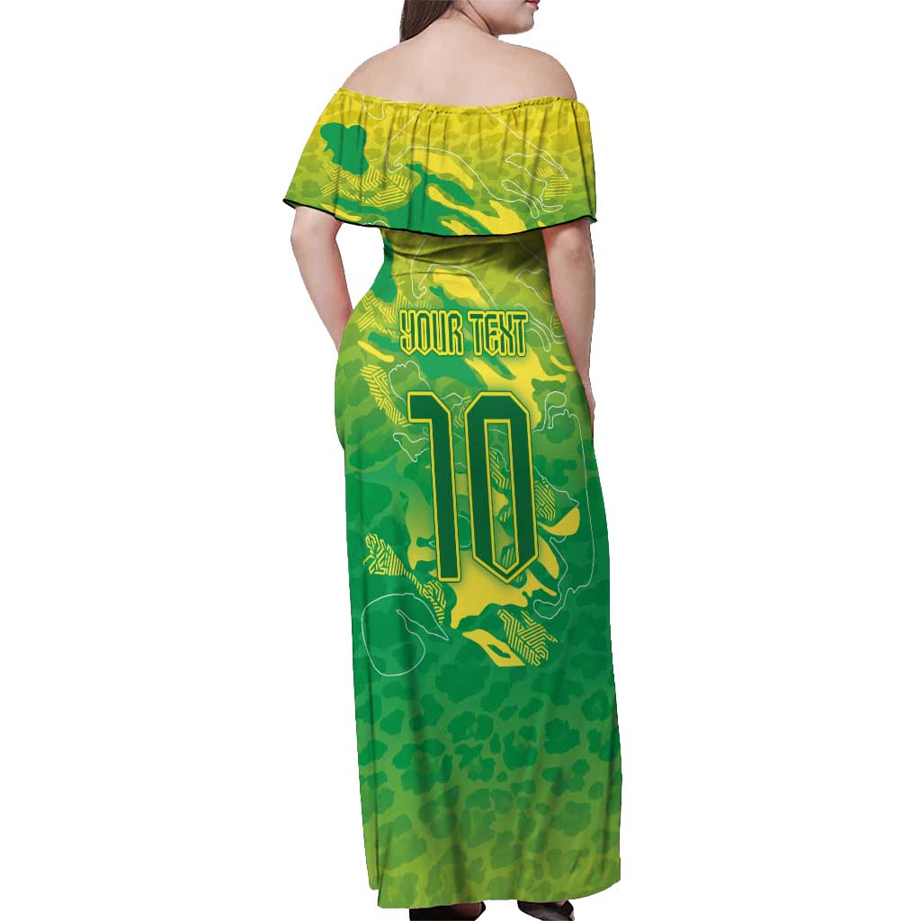 Custom Brazil National Football Off Shoulder Maxi Dress South American Wild Nature Sporty Style - Wonder Print Shop