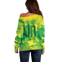 Custom Brazil National Football Off Shoulder Sweater South American Wild Nature Sporty Style - Wonder Print Shop