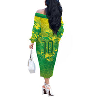 Custom Brazil National Football Off The Shoulder Long Sleeve Dress South American Wild Nature Sporty Style - Wonder Print Shop