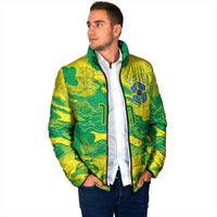 Custom Brazil National Football Padded Jacket South American Wild Nature Sporty Style - Wonder Print Shop