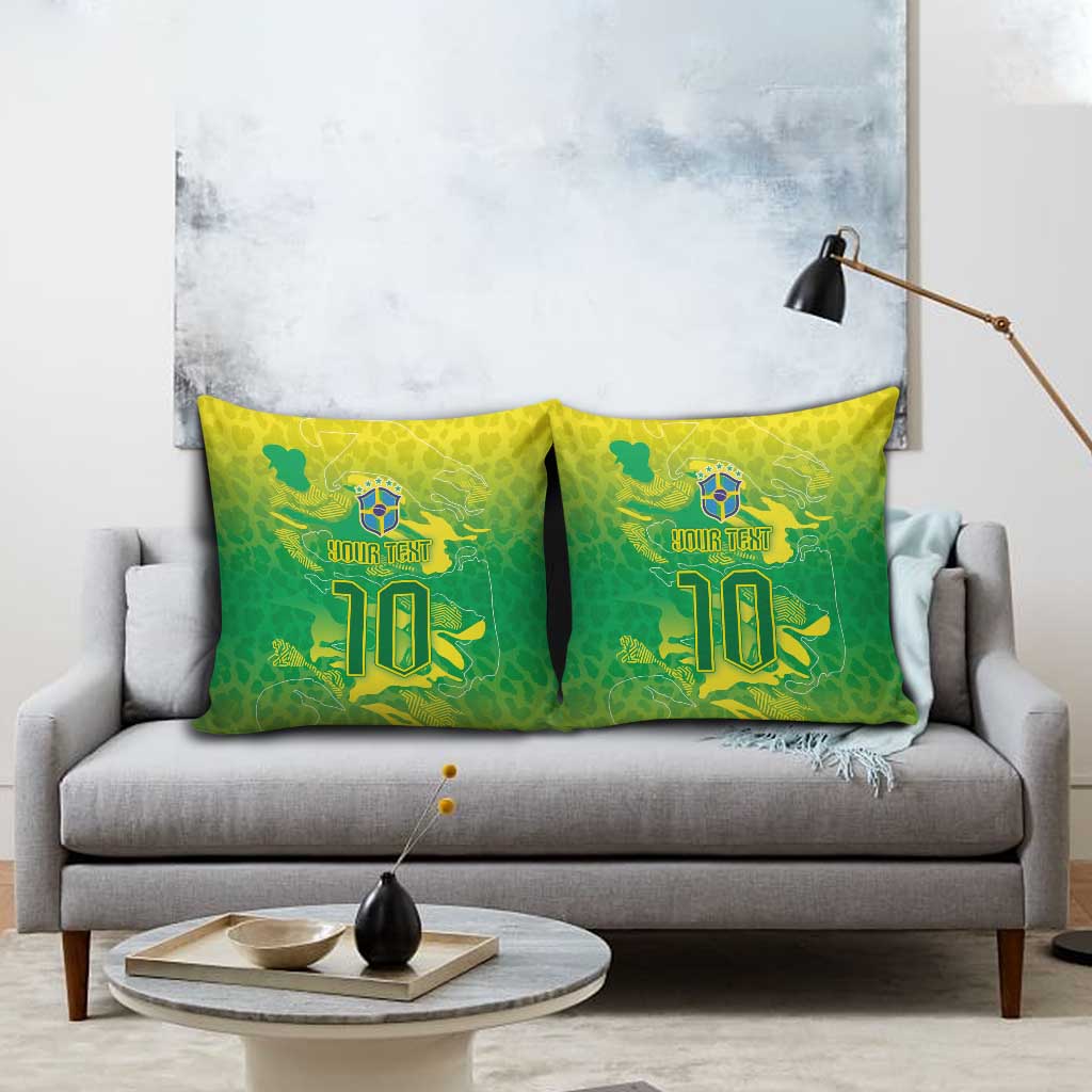 Custom Brazil National Football Pillow Cover South American Wild Nature Sporty Style - Wonder Print Shop