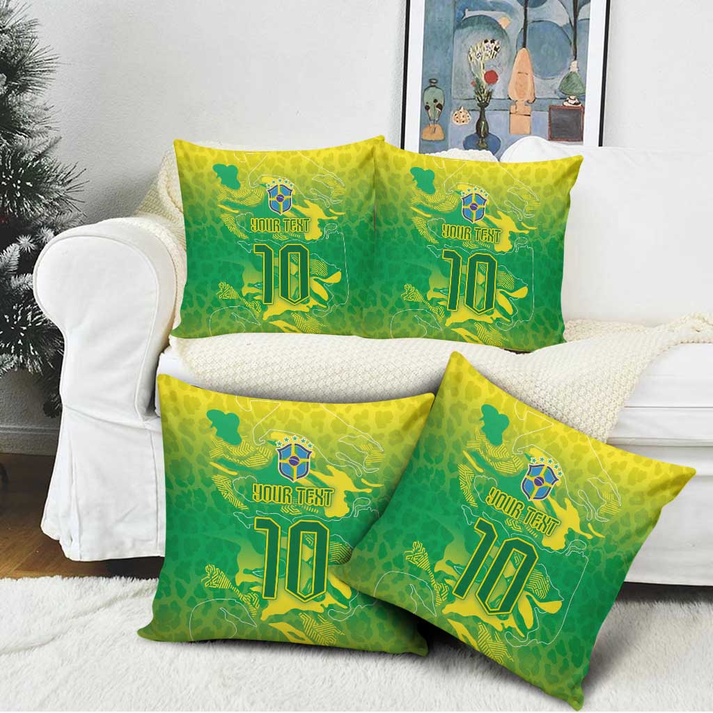 Custom Brazil National Football Pillow Cover South American Wild Nature Sporty Style - Wonder Print Shop