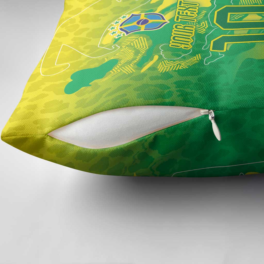 Custom Brazil National Football Pillow Cover South American Wild Nature Sporty Style - Wonder Print Shop