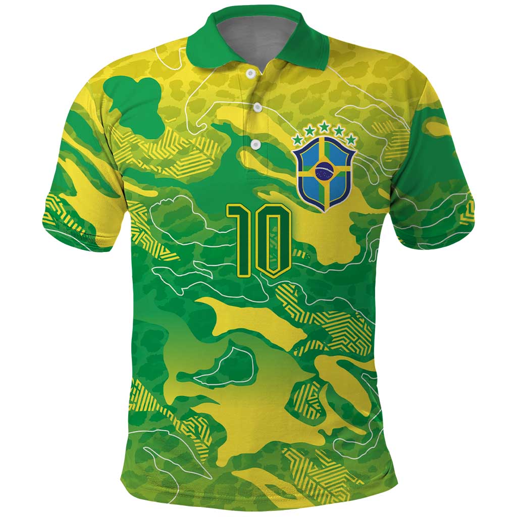 Custom Brazil National Football Polo Shirt South American Wild Nature Sporty Style - Wonder Print Shop