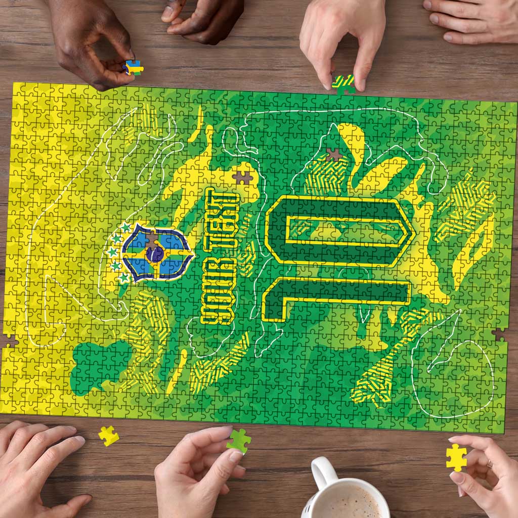 Custom Brazil National Football Puzzle South American Wild Nature Sporty Style - Wonder Print Shop