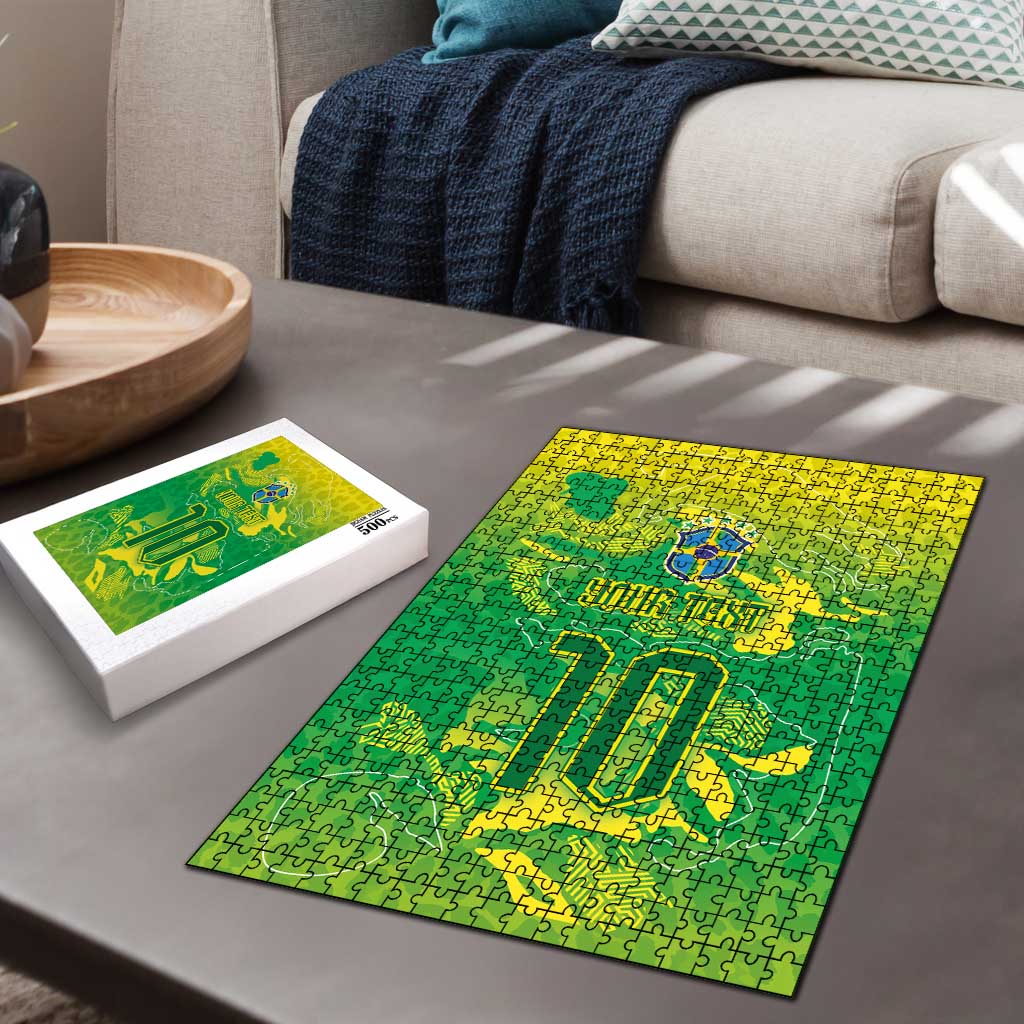 Custom Brazil National Football Puzzle South American Wild Nature Sporty Style - Wonder Print Shop