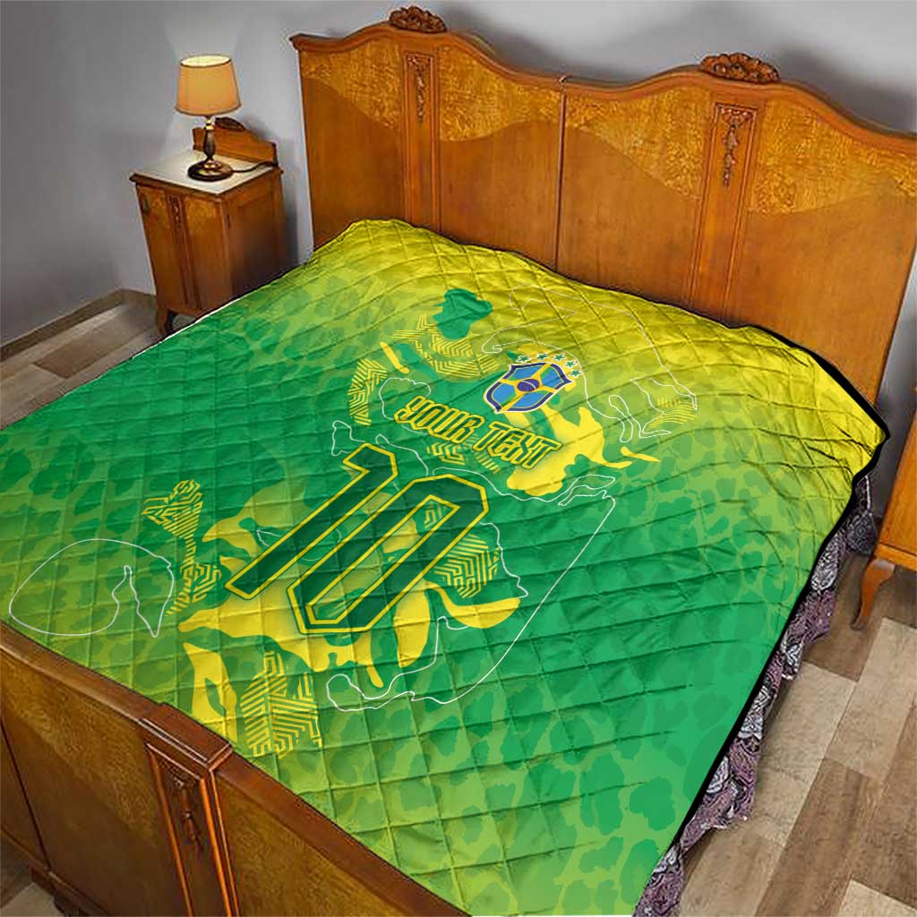 Custom Brazil National Football Quilt South American Wild Nature Sporty Style - Wonder Print Shop