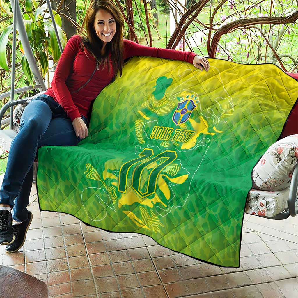 Custom Brazil National Football Quilt South American Wild Nature Sporty Style - Wonder Print Shop