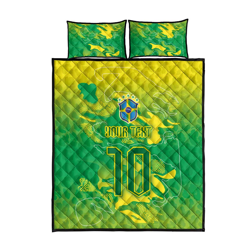 Custom Brazil National Football Quilt Bed Set South American Wild Nature Sporty Style - Wonder Print Shop