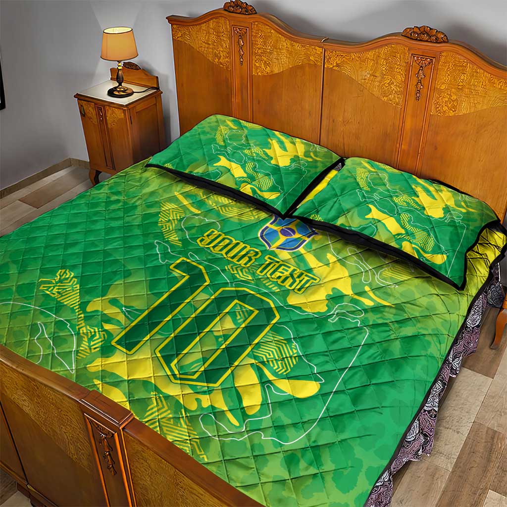 Custom Brazil National Football Quilt Bed Set South American Wild Nature Sporty Style - Wonder Print Shop
