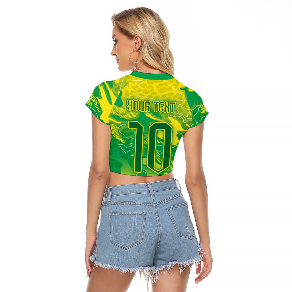 Custom Brazil National Football Raglan Cropped T Shirt South American Wild Nature Sporty Style - Wonder Print Shop