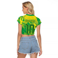Custom Brazil National Football Raglan Cropped T Shirt South American Wild Nature Sporty Style - Wonder Print Shop