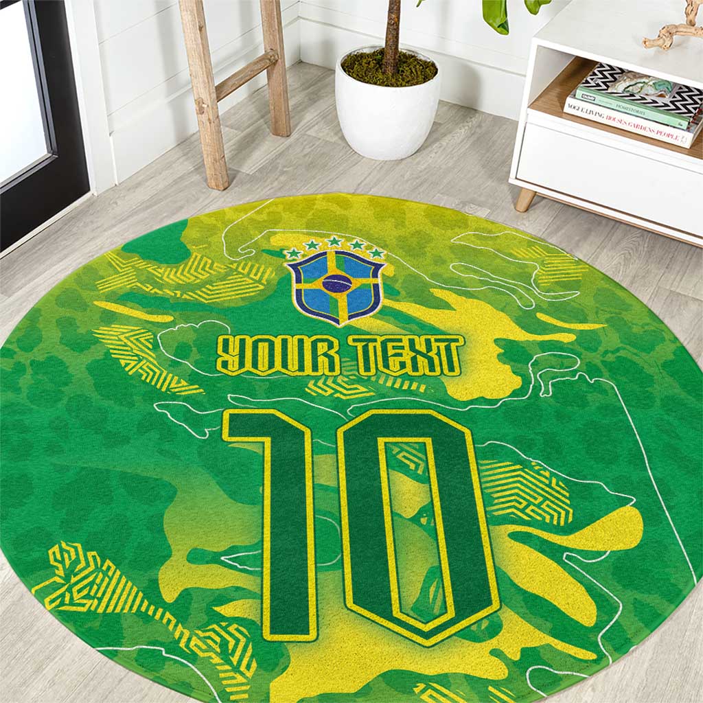 Custom Brazil National Football Round Carpet South American Wild Nature Sporty Style - Wonder Print Shop